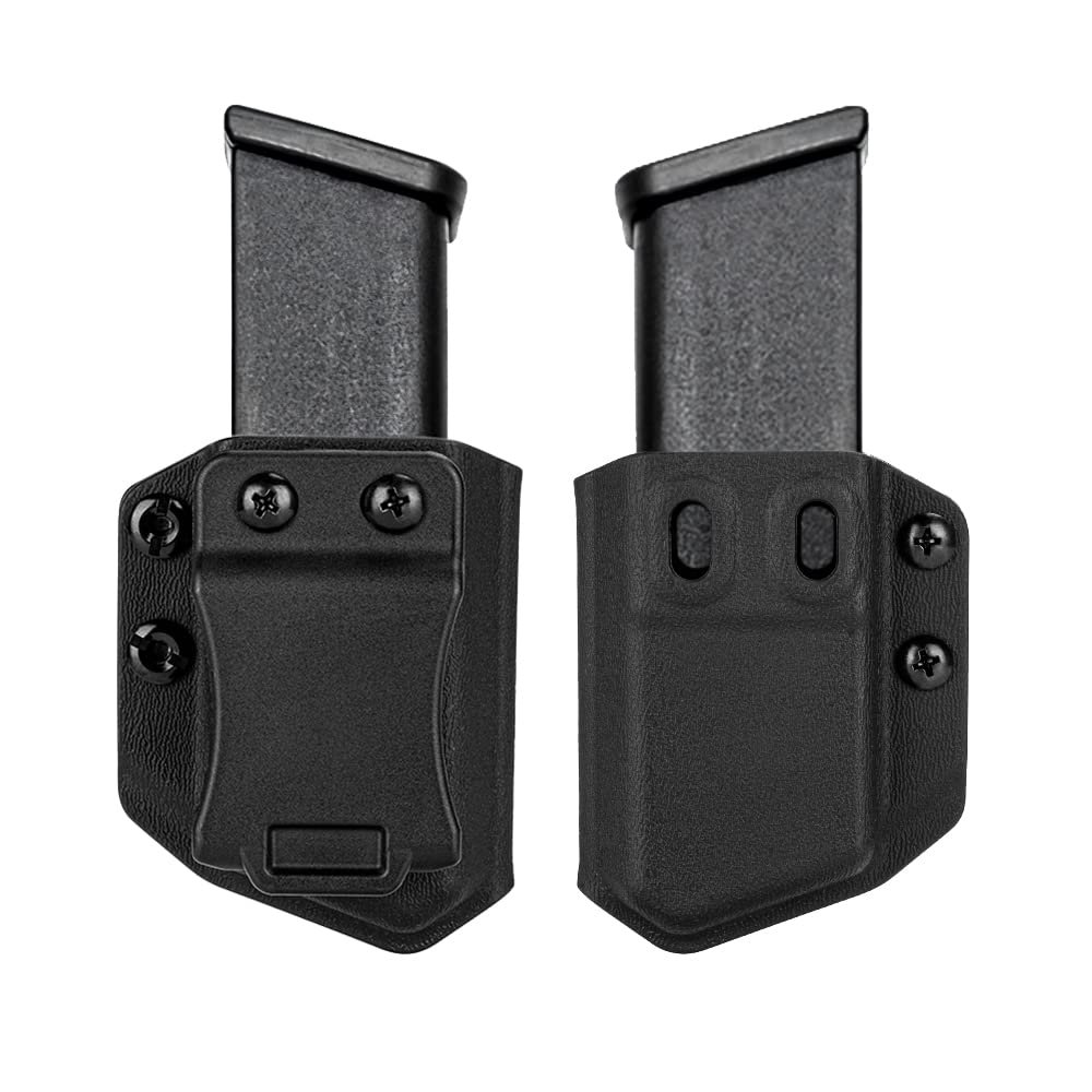 Aecktech 2 Pack Universal Mag Carrier IWB/OWB Magazine Holster Fits: 9mm/.40 Double/Single Stack|.45ACP Double/Single Stack,for Right & Left Hand Ambidextrous Concealed Carry