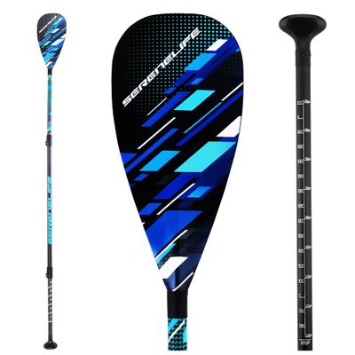 SereneLife Stand Up Paddle Board Carbon Fiber Adjustable Paddle - 3-Shaft Adjustable Water Paddle Oar for SereneLife Inflatable Stand Up Paddleboard