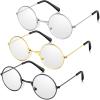 Zjoey 3 Pairs Kid Santa Claus Glasses Metal Wire Rim Clear Lens Eyewear Fabric Doll Dress Up Eyeglasses Dolls Costume Accessories for Old Man Old Lady Costume (4.53 Inch, Fit for Kid Costume) view 1