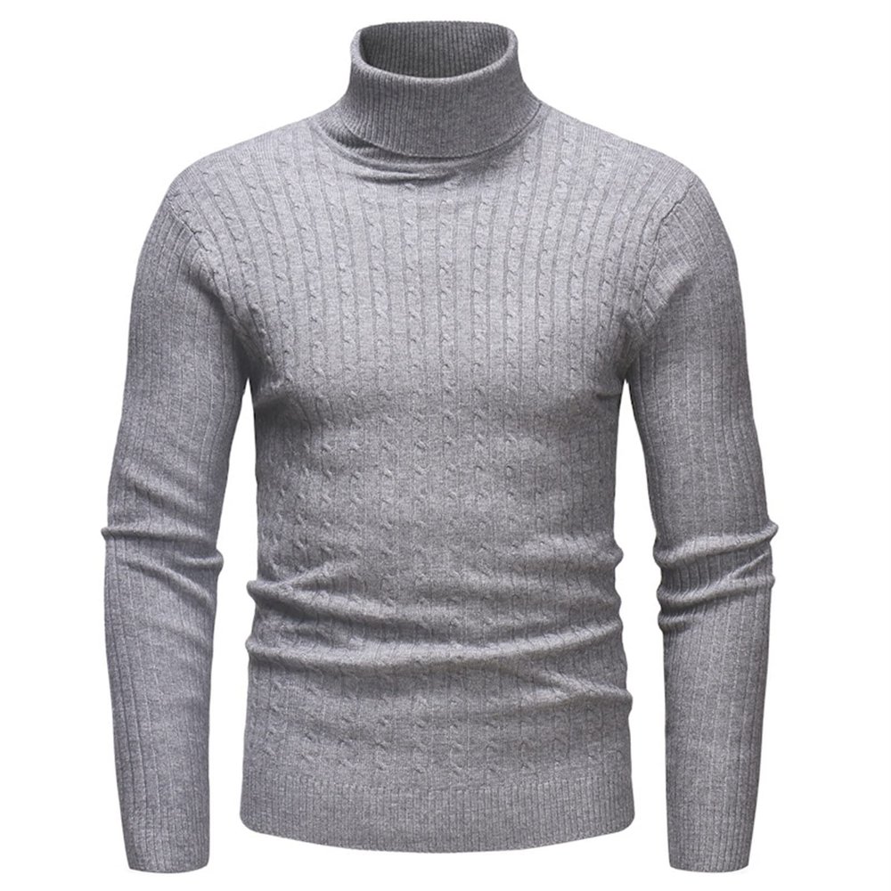 Kaxiya2021 Men's Long Sleeve Turtleneck Sweater Slim Thermal Knitted Twisted Pullover Basic Solid Casual Soft Comfy Jumpers (Dark Gray,X-Large)
