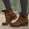 Bcshiye Ankle Boots for Women Low Heel,Fashion Slip-on Dressy Round Toe Combat Boots Comfort Western Chelsea Booties view 2