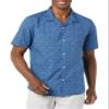 Amazon Essentials Men's Vacation Cotton Button-Down Short Sleeve Resort Shirt, Indigo Palm Leaf Print, Medium view 1