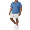 Amazon Essentials Men's Vacation Cotton Button-Down Short Sleeve Resort Shirt, Indigo Palm Leaf Print, Medium view 3