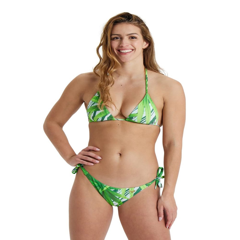ARENA All Over Women's Triangle Bikini Set - Fashion Two Piece Swimsuit | Women's Bathing Suit, Cute Bikini Swimsuits for Beach & Pool,Leaf Multi