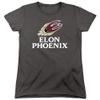 Elon University Official Phoenix Logo Women's T Shirt,Charcoal, Large view 1