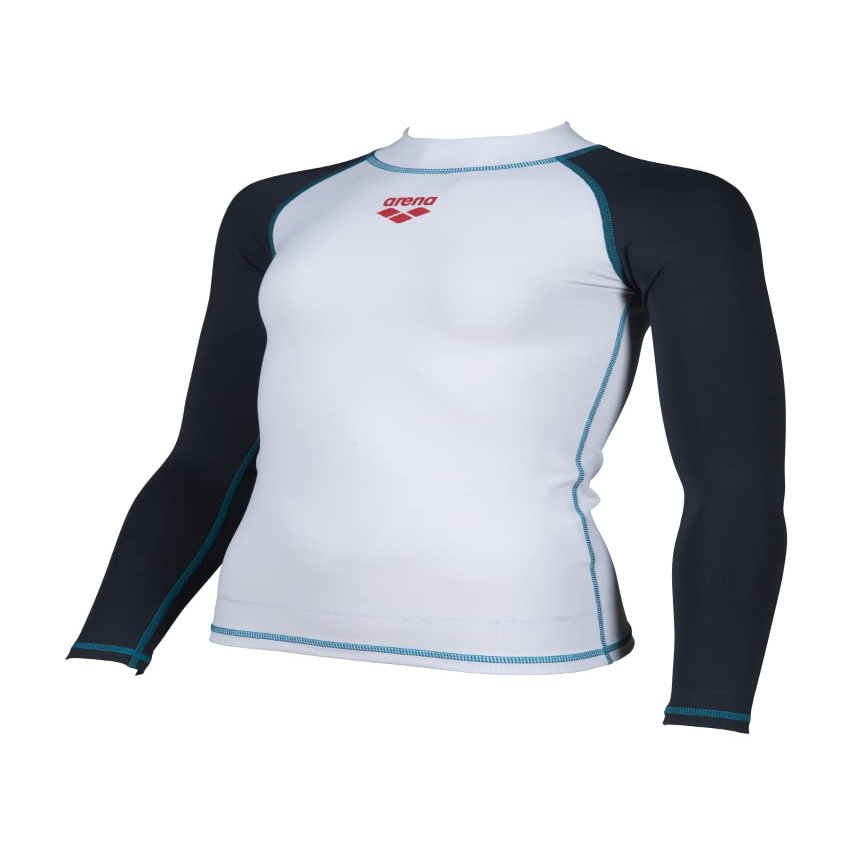 ARENA Girl's Long Sleeves Rash Vest, Swim Shirt with Uv Sun Protetion, White/Ash Grey, 29