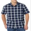 Amazon Essentials Short Sleeve Shirt for Men, Available in Big & Tall, Navy White Buffalo Plaid, Small view 1