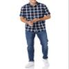 Amazon Essentials Short Sleeve Shirt for Men, Available in Big & Tall, Navy White Buffalo Plaid, Small view 3