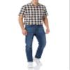 Amazon Essentials Short Sleeve Shirt for Men, Available in Big & Tall, Navy Peach Plaid, X-Small view 3
