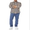 Amazon Essentials Men's Long-Sleeve Regular-Fit Stretch Poplin Shirt, Navy Peach Plaid, Small view 3