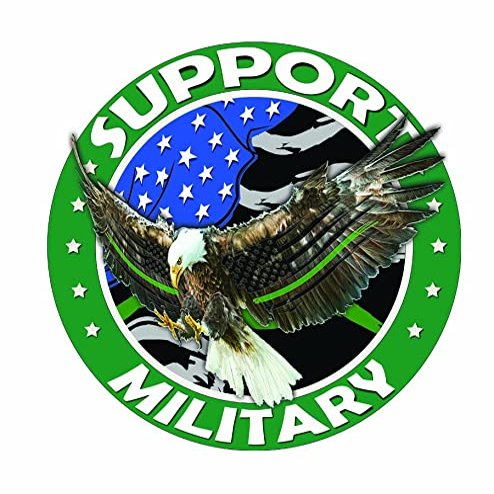 Support Our Thin Green Line Military American Flag Eagle Decal (36" x 36")