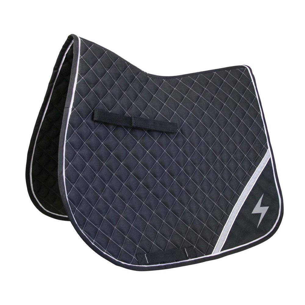 HY Silva Flash Horse Saddlepad (Pony) (Black/Silver Reflective)