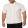 Amazon Essentials Men's Slim-Fit Short-Sleeve Poplin Shirt, Pink Double Stripe, X-Large view 1