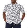 Amazon Essentials Short Sleeve Shirt for Men, Available in Big & Tall, Navy White Palm Leaf, Small view 1