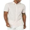 Amazon Essentials Men's Slim-Fit Short-Sleeve Poplin Shirt, Beige Pink Double Stripe, Large view 4