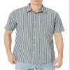 Amazon Essentials Short Sleeve Shirt for Men, Available in Big & Tall, Charcoal Heather Sage Green Double Stripe, Small view 1