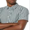 Amazon Essentials Short Sleeve Shirt for Men, Available in Big & Tall, Charcoal Heather Sage Green Double Stripe, Small view 4