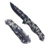 Falcon 8 Inch Leaf Engraved Folding Pocket Knife 440 Stainless Steel Blade, Manual opening Open, Glossy Black Handle with Pocket Clip (Black) view 1