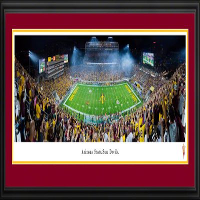 Arizona State Football (50 yd-night) - 44x18-inch Double Mat, Deluxe Framed Picture by Blakeway Panoramas