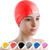AqtivAqua Swimming Caps for Women Swim Cap Men Adult Kids Girls Boys Youth Hat (Red Color, Adult Size)