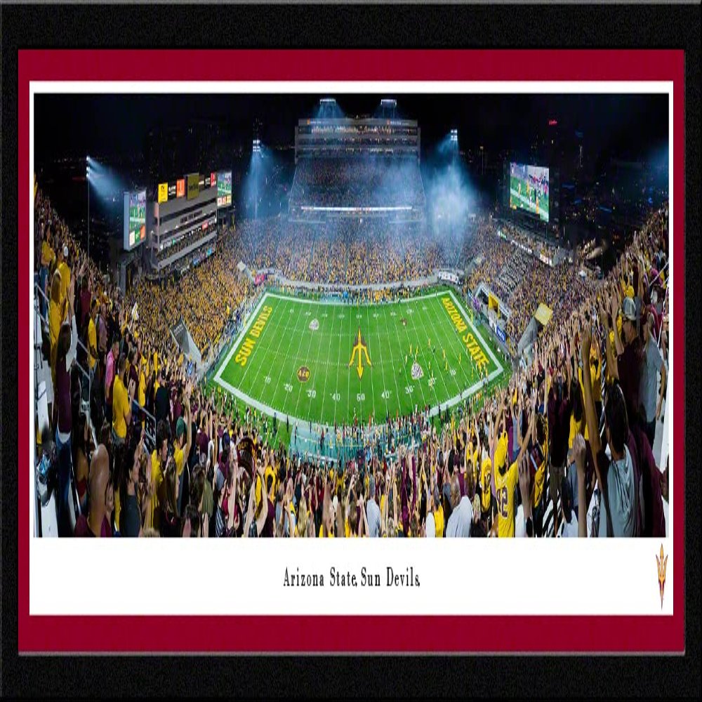 Arizona State Football (50 yd-night) - 42x15.5-inch Single Mat, Select Framed Picture by Blakeway Panoramas