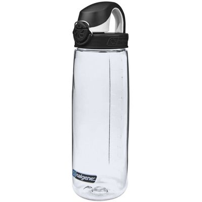 Nalgene Sustain Tritan BPA-Free On The Fly Water Bottle Made with Material Derived from 50% Plastic Waste (Using ISCC Certified Mass Balance), 24 OZ, Clear with Black