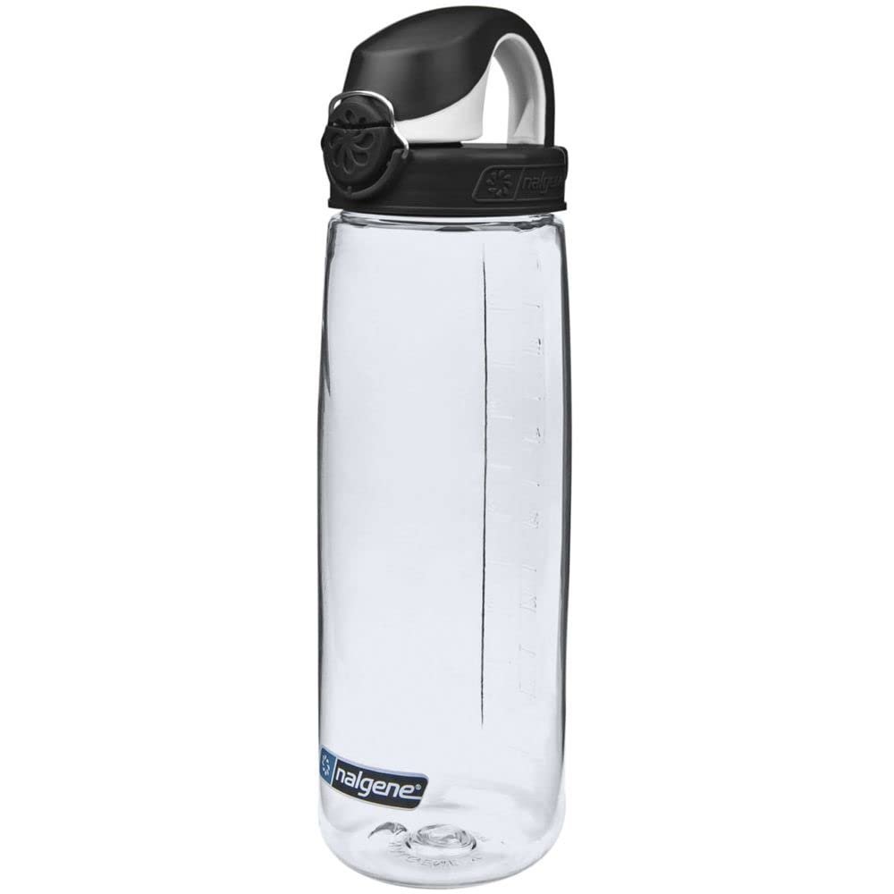 Nalgene Sustain Tritan BPA-Free On The Fly Water Bottle Made with Material Derived from 50% Plastic Waste (Using ISCC Certified Mass Balance), 24 OZ, Clear with Black