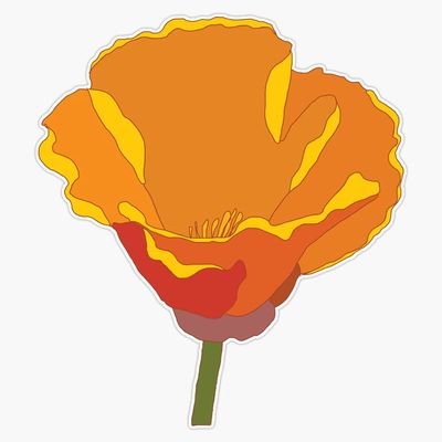 California Poppy No. 2 Vinyl Waterproof Sticker Decal Car Laptop Wall Window Bumper Sticker 5"