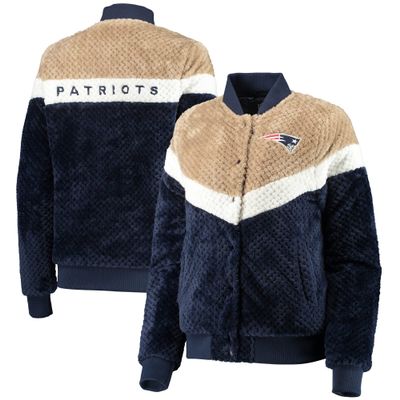 G-III Sports Women's Navy/Cream New England Patriots Riot Squad Sherpa Full-Snap Jacket