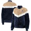 G-III Sports Women's Navy/Cream New England Patriots Riot Squad Sherpa Full-Snap Jacket view 1