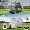 10L0L Golf Cart Cover 2/4/4+2 Passenger for Yamaha EZGO Club Car, Heavy Duty 420D Waterproof Windproof Durable Polyester Golf Cart Cover with 3 Zipper Doors for All-Weather Protection - Sliver view 3