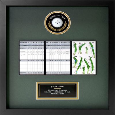 Hole-in-One Golf Display Case Frame, 3 or 4 Components for Ball, Scorecard, Photo & Printed Graphic Info Insert (Premium, 3 Components)
