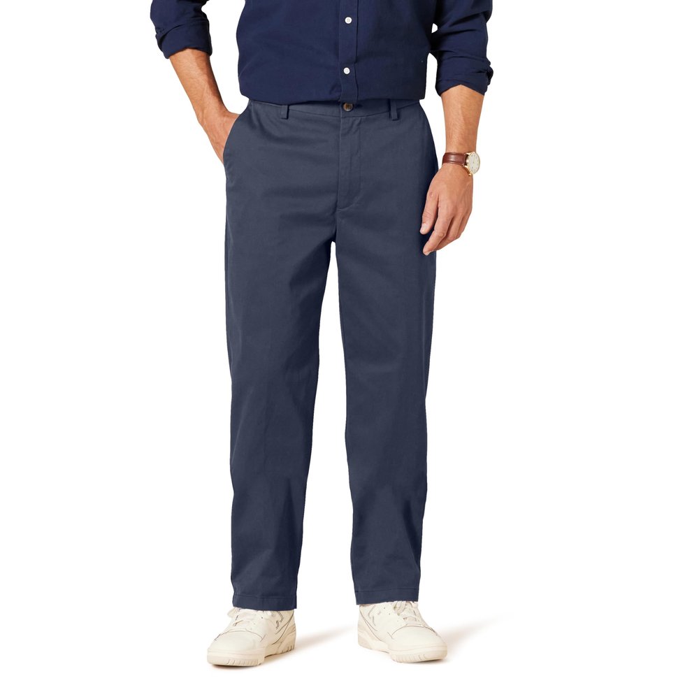 Amazon Essentials Men's Big & Tall Classic Wrinkle-Resistant Flat-Front Chino Pant Pants, Navy, 58W x 34L