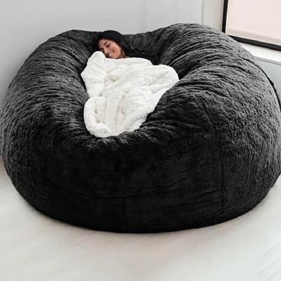 QAIOXINGXING Bean Bag Chair Cover Breathable and Comfortable 5/6/7FT Big Soft Washable Micro-Fiber for Adult Living Room Furniture Big Round Soft Fluffy Faux Fur BeanBag Lazy Sofa (No Filler)