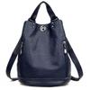 Backpack PU leather Shoulder Bag Adjustable Shoulder Strap Backpack Large-capacity Fashion Female Backpack-Blue view 1