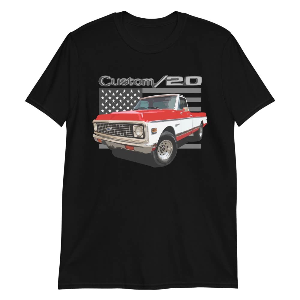 1972 Chevy C20 Custom 20 Vintage Pickup Truck Owner Short-Sleeve Unisex T-Shirt Black