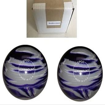 BuyBocceBalls - EPCO Duckpin Bowling Balls - - (4 3/4 inch- 3lbs. 10 oz.) Pack of 2 - Marbleized - Purple, Grey & White - Made in USA