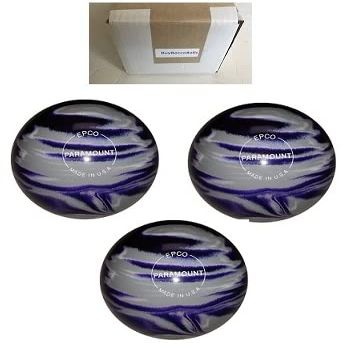 BuyBocceBalls - EPCO Duckpin Bowling Balls - - (4 3/4 inch- 3lbs. 8 oz.) Pack of 3 - Marbleized - Purple, Grey & White - Made in USA