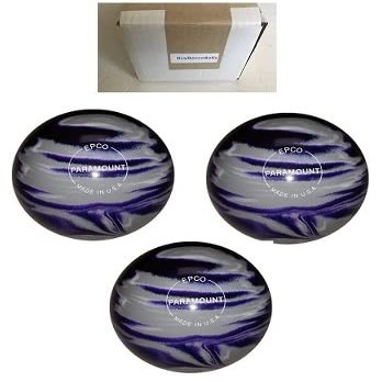 BuyBocceBalls - EPCO Duckpin Bowling Balls - - (4 3/4 inch- 3lbs. 8 oz.) Pack of 3 - Marbleized - Purple, Grey & White - Made in USA