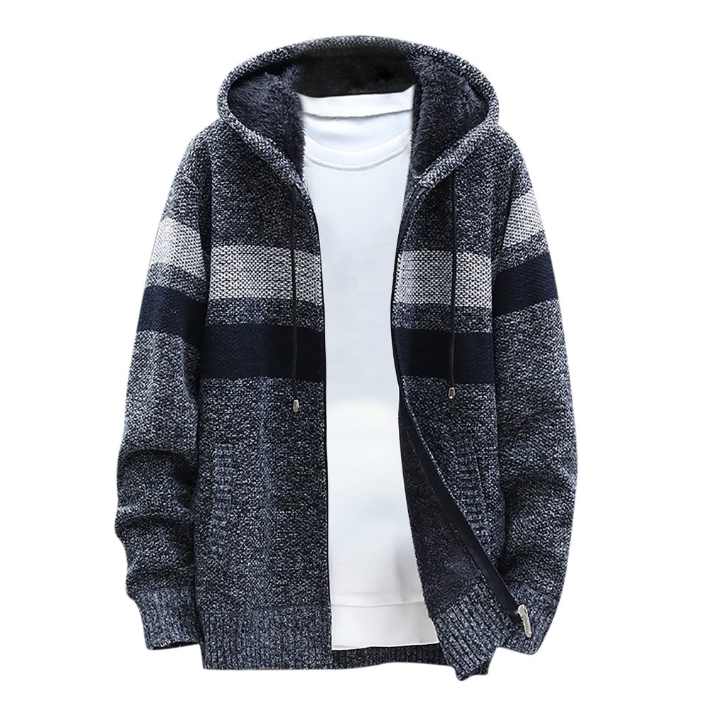 2024 Fashion Knitwear for Men's Sweater Coat Retro Lapel Button Plus Size Cable Knited Cardigan Henley Sweater