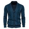 2024 Fashion Knitwear for Men's Sweater Coat Retro Lapel Button Plus Size Cable Knited Cardigan Henley Sweater view 1