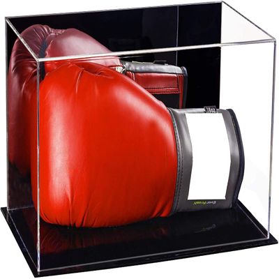 Better Display Cases Acrylic Boxing Glove Display Case with Mirror and Black Base (V16/A011)