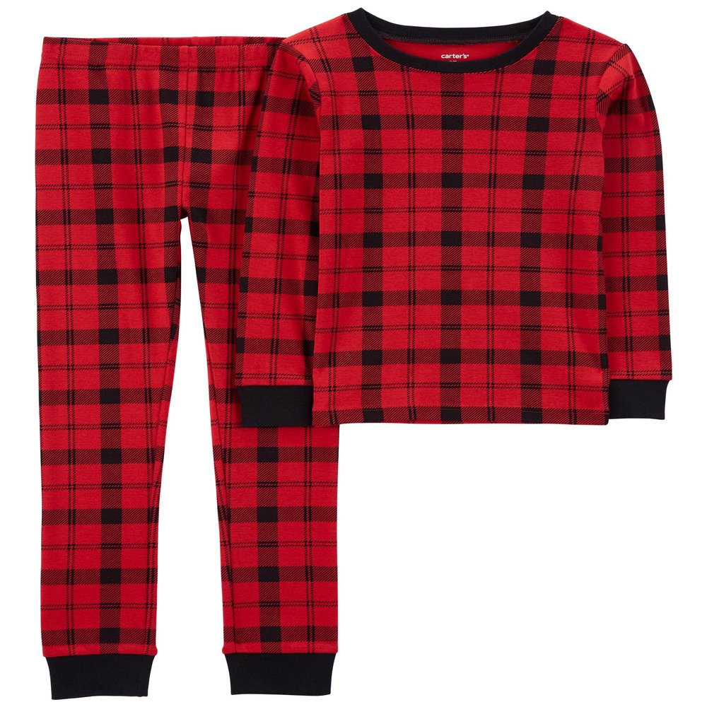 Carter's Girls' Christmas 2-Piece Snug Fit Cotton PJs (8, Plaid)