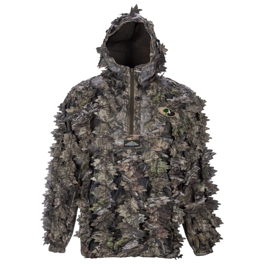North Mountain Gear Mossy Oak Country DNA Leafy Camo Hunting Jacket Lightweight 1/2 Zip Hooded Camo Hunting Hoodie with Kangaroo Pouch Medium-Large