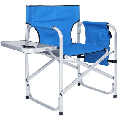 ABCCANOPY Folding Directors Chair Outdoor Camping Chair Makeup Artist Chair with Side Table & Pockets, Royal Blue