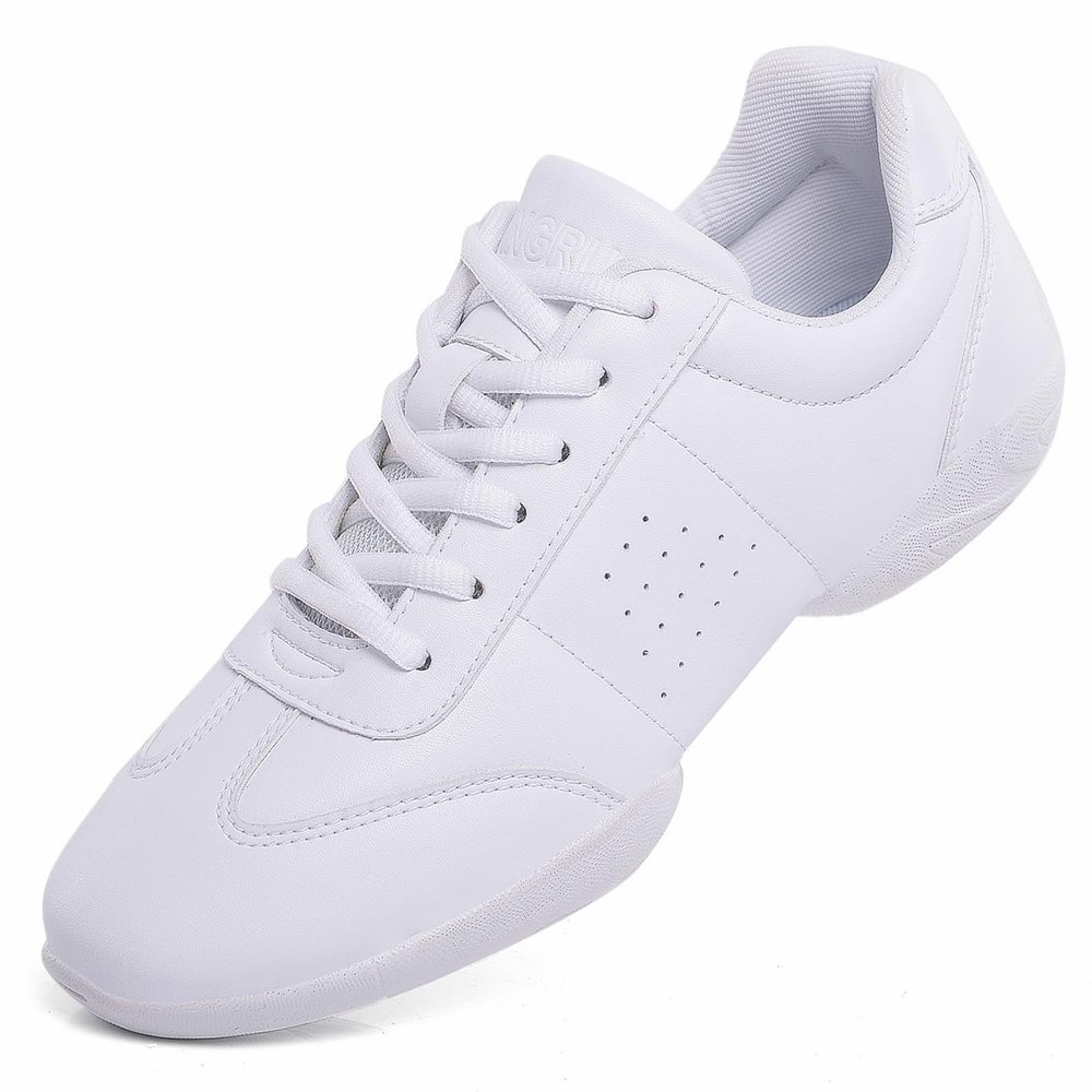 DADAWEN Adult & Youth White Cheerleading Shoes Sport Training Tennis Sneakers Competition Cheer Shoes White US Size 10.5/EU Size 43
