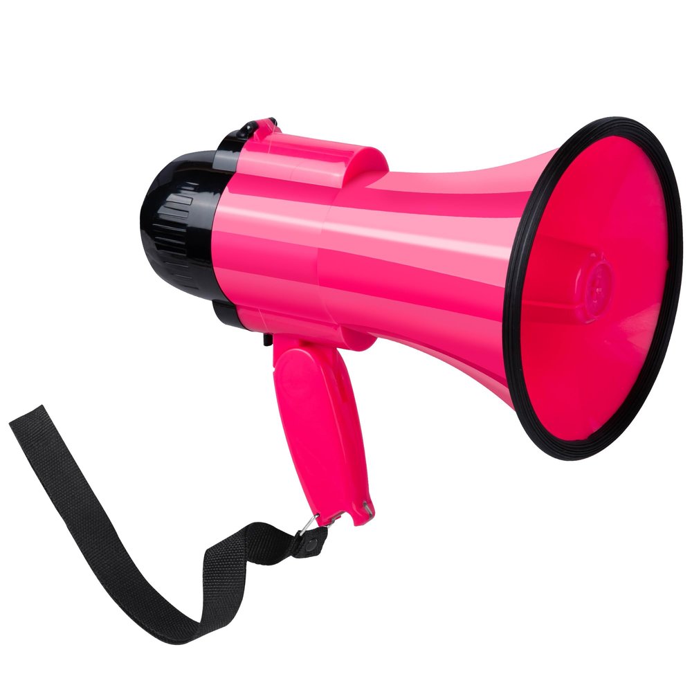 30 Watt Power Portable Megaphone Bullhorn Speaker Voice, Siren/Alarm and 240S Recording with Volume Control and Strap (DeepPink)