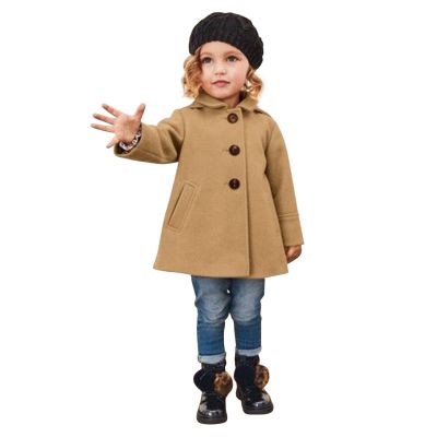 Infant Toddler Girls Kids Fall Winter Button Jacket Warm Cardigan Coat Clothes Baby Outwear Cloak 0-6 Years Old (Khaki, 5-6 Years)