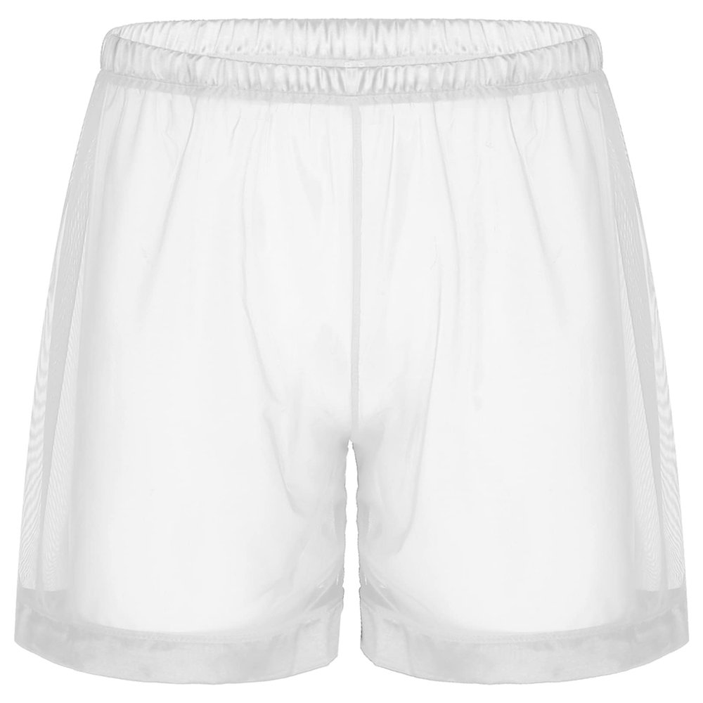 easyforever Mens See Through Mesh Trunks Boxer Shorts Loose Hot Pants Nightwear Beachwear Cover Ups White#Type A 4X-Large