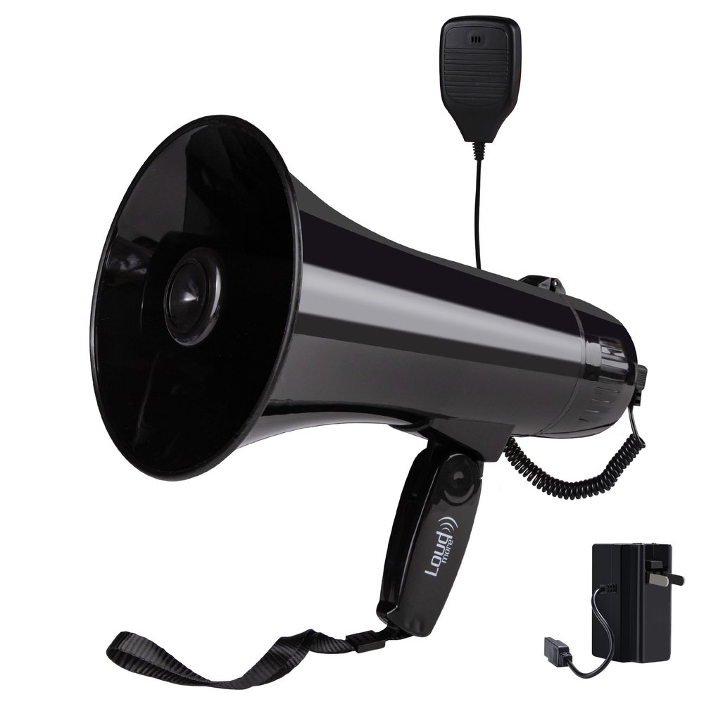 Loudmore Portable Megaphone Bullhorn 35 Watt Power Megaphone Speaker with Siren/Alarm Modes, 240S Recording, Detachable Handheld Microphone, Volume Control and Strap (Black)